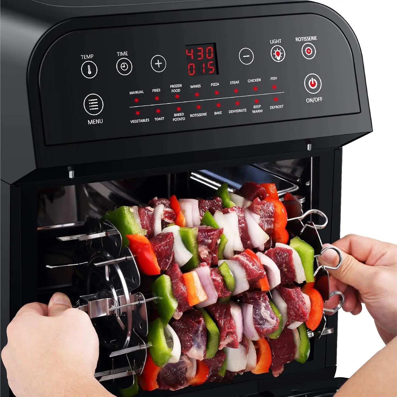 USA GW44800-O Deluxe 12.7-Quarts 15-in-1 Electric Air Fryer Oven with Rotisserie and Dehydrator + 50 Recipes QT, Black/Si 4