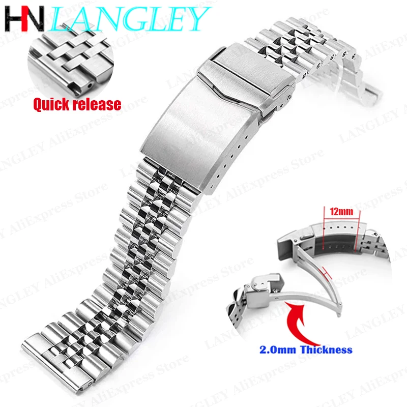 Acciaio Inossidabile 316L Per Cinturino Jubilee Cinturini Con Fibbia Solida Per Bracciale Seiko Skx007 Per Cinturini Subacquei Rolex 20/21/22/23/24Mm