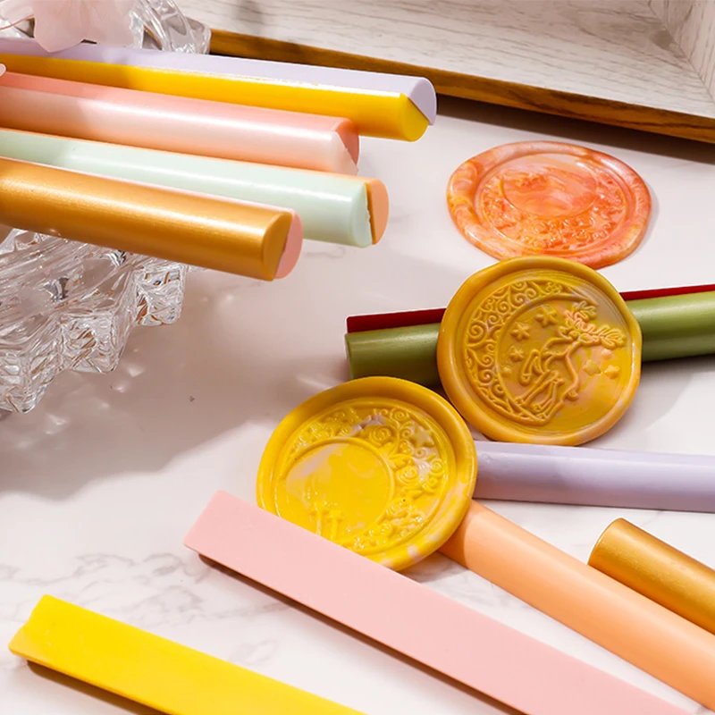 5PC Sealing Wax Sticks Solid Color Wax Beads Half Round Packages Scrapbook Material Gift Cards Envelopes
