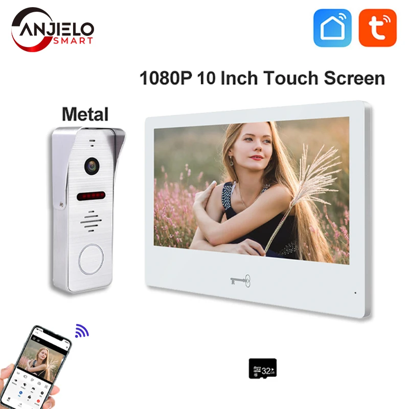 

Anjielosmart Tuya 10 Inch Touch Screen Video Intercom Doorbell for Smart Home Monitor Door Camera Metal Waterproof Wide Angle