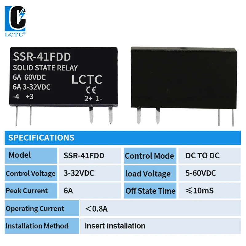 รูปสินค้า รีเลย์ SSR ควบคุมไฟฟ้า DC 3-32V 6A ตัวเล็ก ปลอดภัย