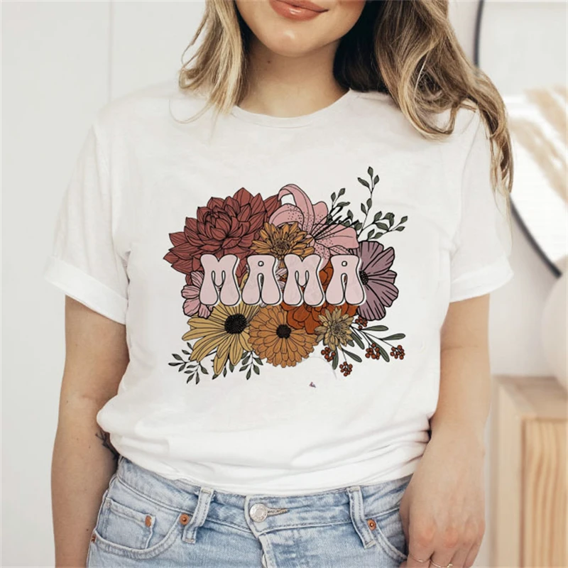 

Women's 90s Printed T-shirt Mother's Printed T-shirt Fashion Cute Short Sleeve Watercolor Painting Trend Summer T-shirt Women.
