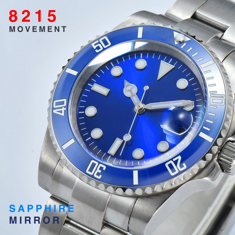 

Роскошные мужские часы в деловом стиле, автоматические механические синие асептические часы с сапфировым стеклом и ремешком в виде устриц, 8215