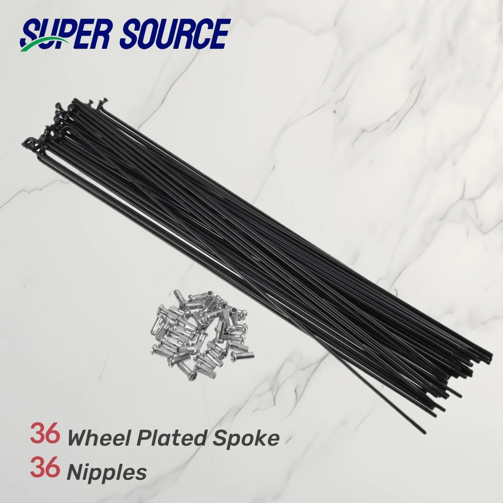 Cycle Spokes 36Pcs High Strength 14G 2mm MTB Road Bike Black Steel Bicycle Spokes with Nipples Bicycle Parts bicycle spokes bike spokes nipples