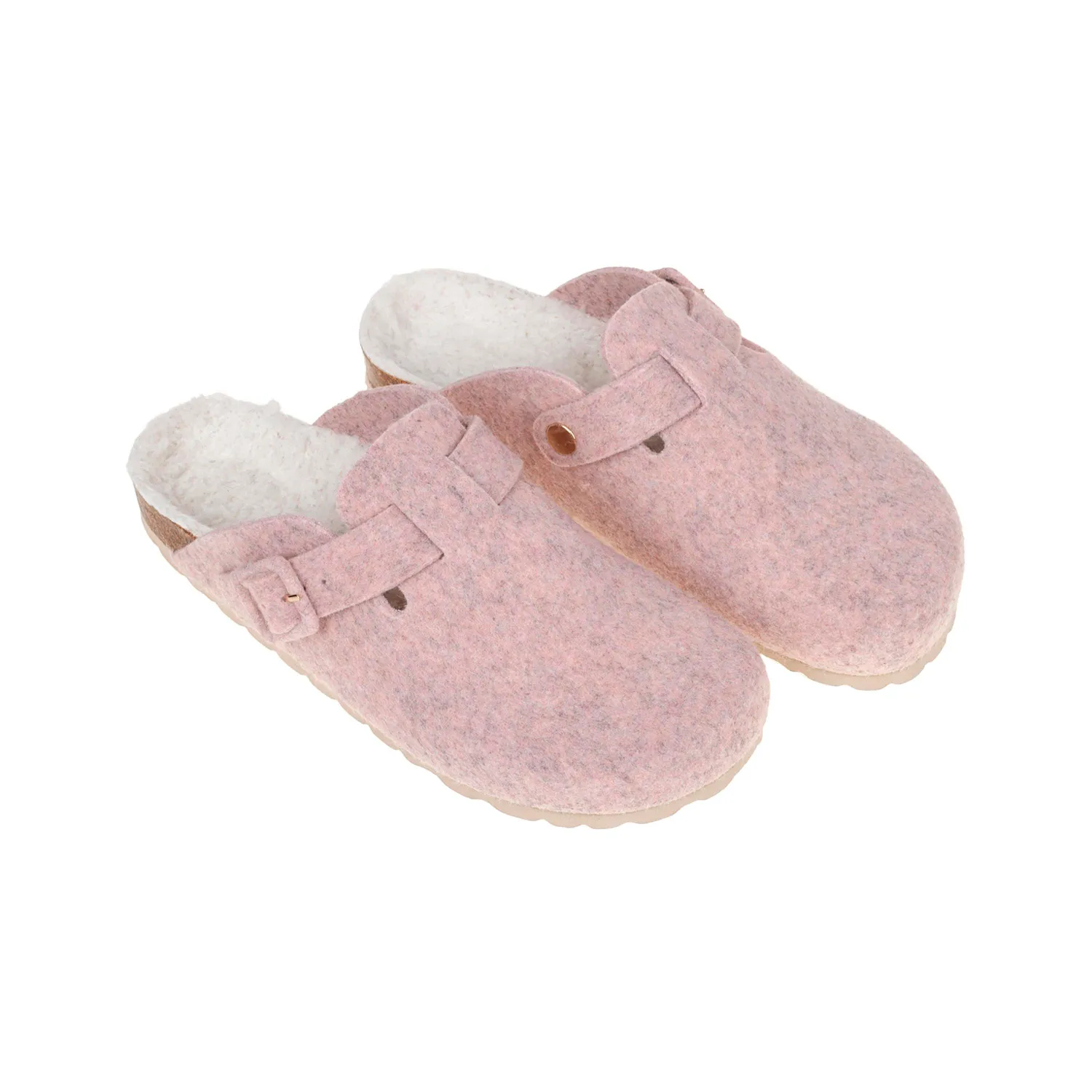 Zapatilla Estar por Mujer, Zuecos anatómicos con forro cálido para las Zapatillas de Invierno para Mujer, Marca 4049 Rosa, Detalle hebilla, Pantuflas de pelo para Andar por Calzado para