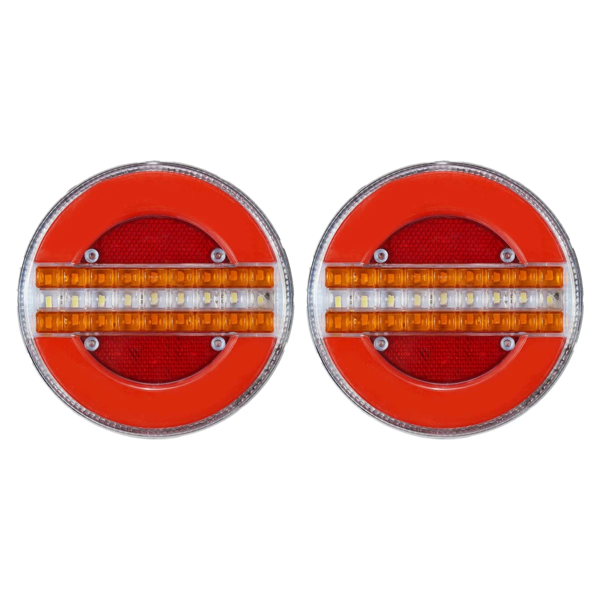 

2PCS 4 Inch Trailer Dynamic Tail Light 24V LED Truck Brake Light LED Round Water Hamburger Light for Boats, Buses,Car