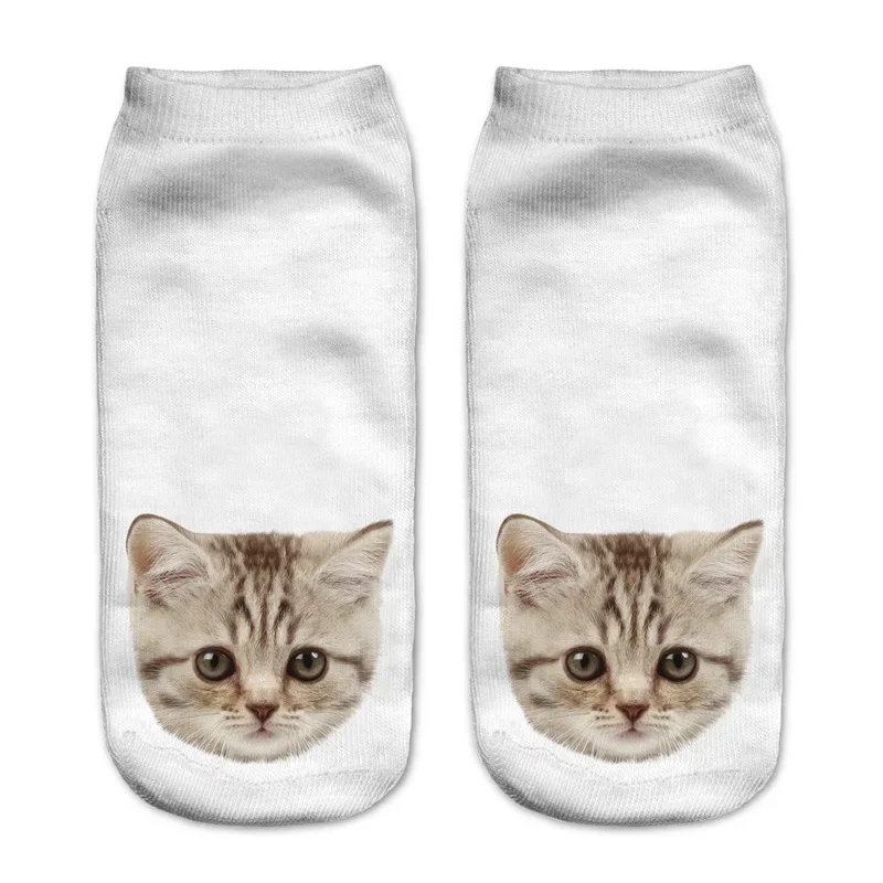 Creative Cartoon Kitten Low Ankle Socks - Unisex, Colorful, and Fun