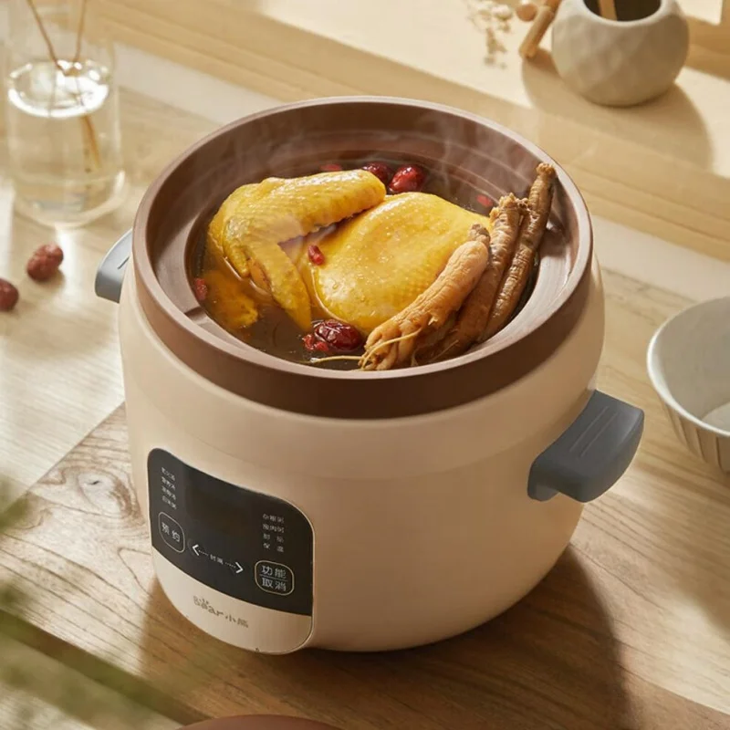 Bear 220V Slow Cooker 3L Purple Ceramic Electric Casserole Household Soup Stew Pot Health Pot Baby Supplement Pot 3