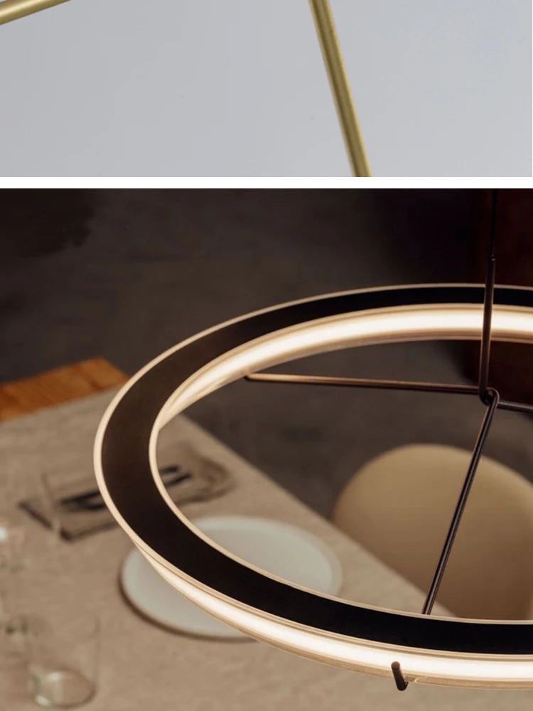 Nordic Designer Italienischen Kronleuchter Kreative LED Runde Acryl Anhänger Lampe Esszimmer Schlafzimmer Weiß Einfache Ringe Anhänger Licht – Detail 9