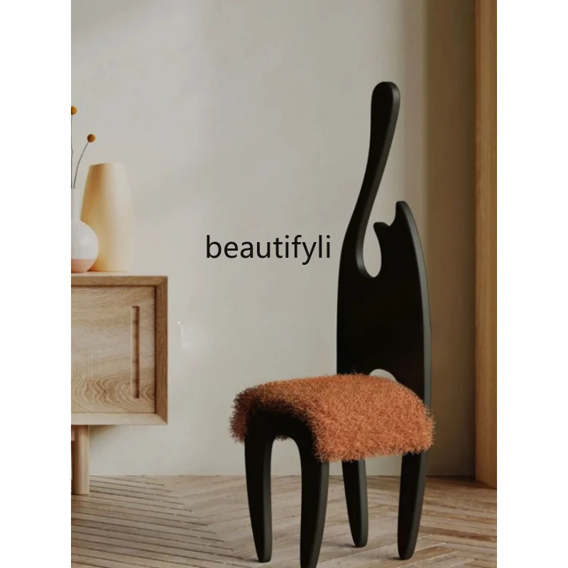 

Lambswool Chair Solid Wood Desk Chair French Retro Misty Style Bed & Breakfast High Back Dining Chair