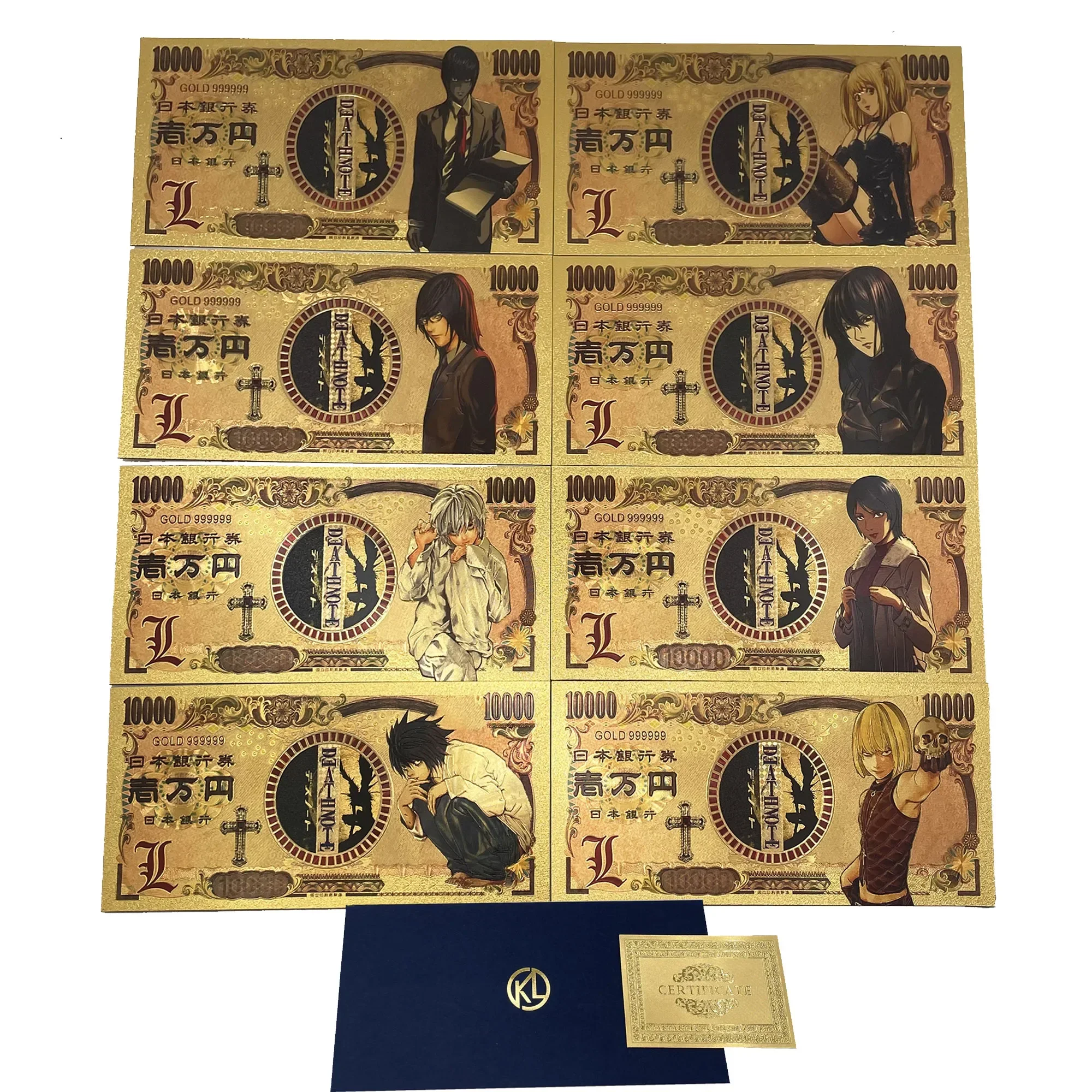 8types Japan manga Death-note collection cards Yagami Misa playing cards anime gold banknote gold coin for fans hobby gifts