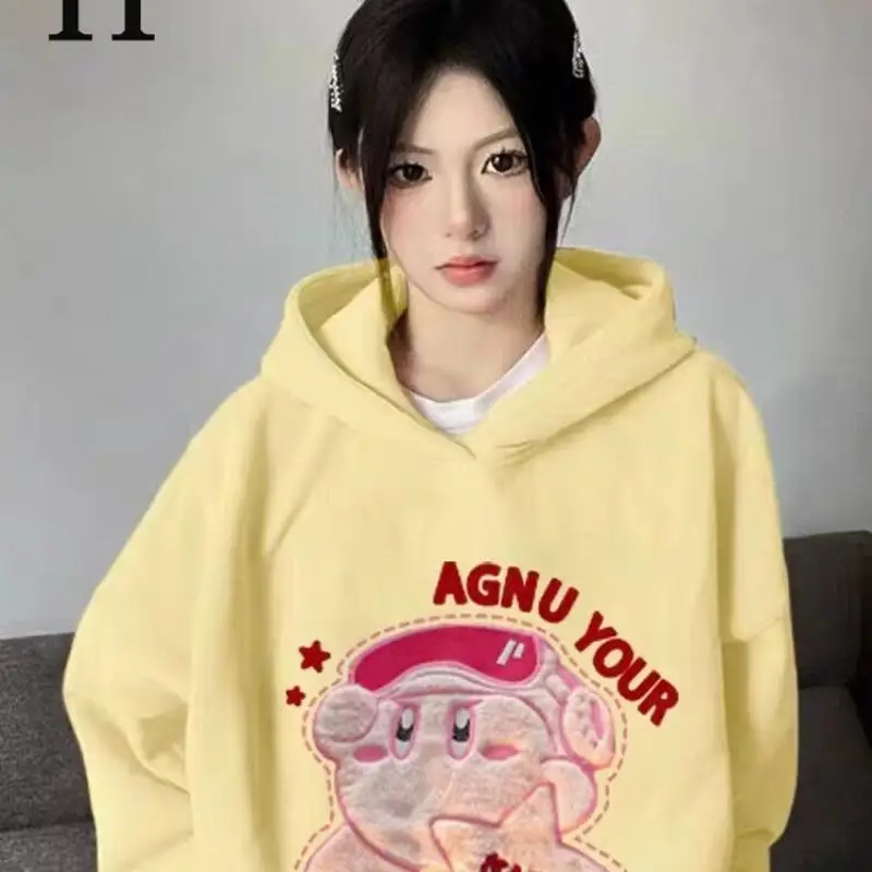 

Sanrio Kirby Anime Cartoon Kawaii Plus Velvet Hoodie American Hoodie Retro Coat Winter Thicken Keep Warm Jacket The New Hot 2023