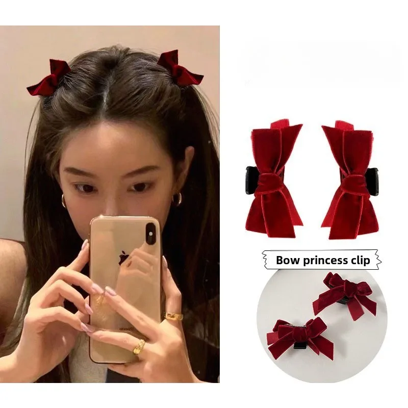 1-teiliges Haarspangen-Set mit Samtschleife, geeignet für vielseitigen täglichen Gebrauch, Party-Styling, süß, exquisit, materialweich und hautfreundlich