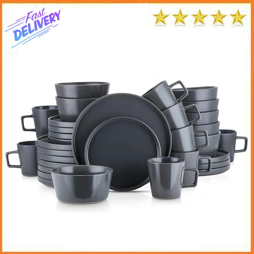 

Stone Lain 32 Piece Stoneware Dinnerware Set, Service for 8, Gray Matte Free Shipping