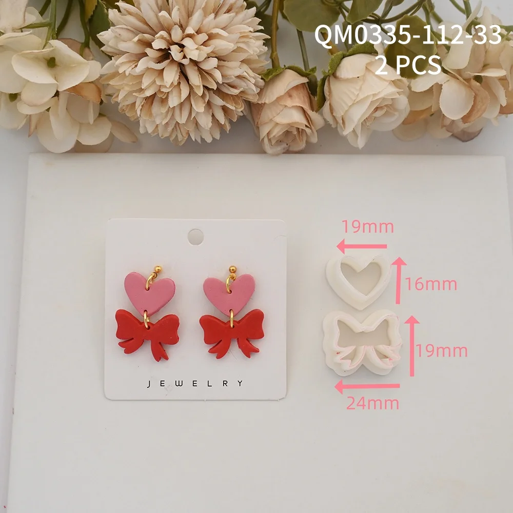 Valentinstag Serie Weiche Polymer Clay Schneider Herzförmige Ohrring Form Hochzeit Party Geschenk Schmuck Machen Liefert Werkzeuge – Detail 10