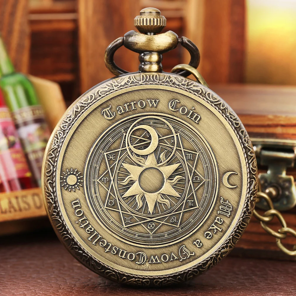 Gotico Vintage Bronzo Carrow Moneta Moneta Commemorativa Orologio Da Tasca Al Quarzo Monete Da Collezione Ciondolo Tasca Orologio Regalo Cosplay