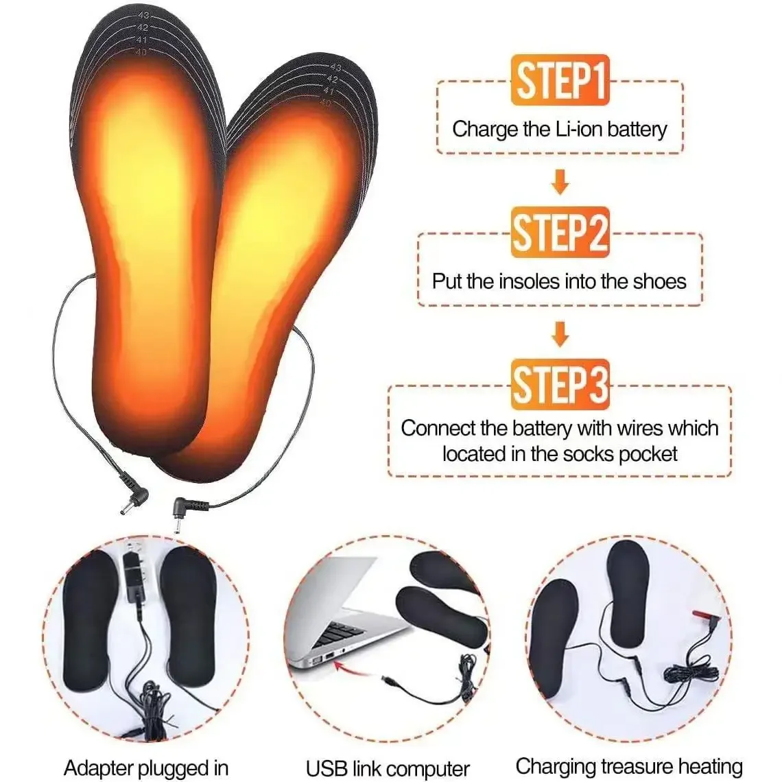 USB Heated Insoles Cold-Proof Winter Foot Warming