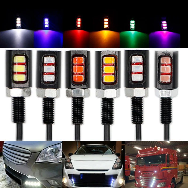 2Pcs/Lot Tail Number License Plate Lamp Accessories Screw Bolt Light White LED Car Auto Motorcycle Universal 12V SMD 3 LED 5630