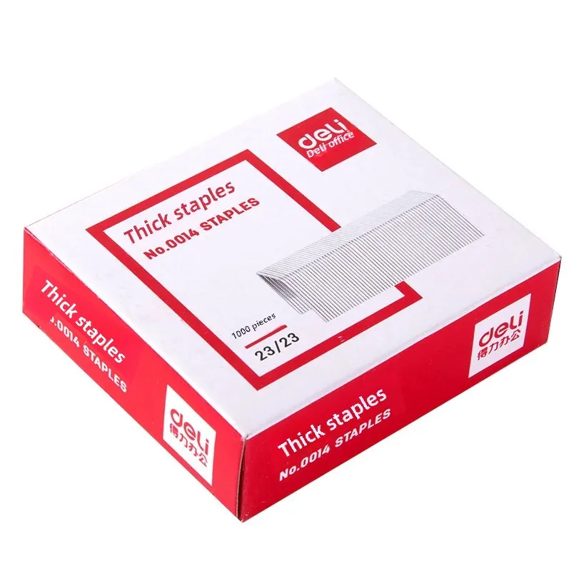 Deli 0014 heavy duty thick layer stapler 23/23 Can staple 210 pages 1000 Pieces/Box Packaging Office supplies