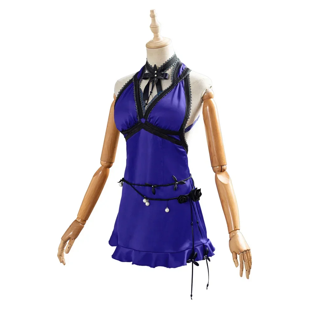 

Final Fantasy VII Remake Tifa Lockhart Cosplay Costume Adult Women Party Blue Dress Outfit Halloween Carnival Suit