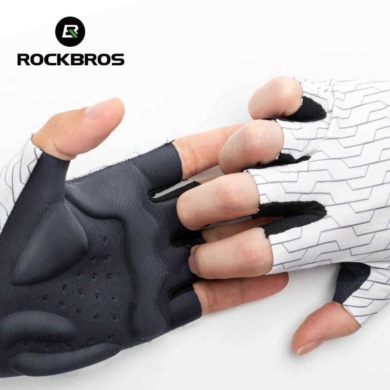 ROCKBROS Cycling Gloves Sunscreen Breathable MTB Road Bike Gloves Shock Absorption Non-slip Gloves Outdoor Thickened Palm Pad 3