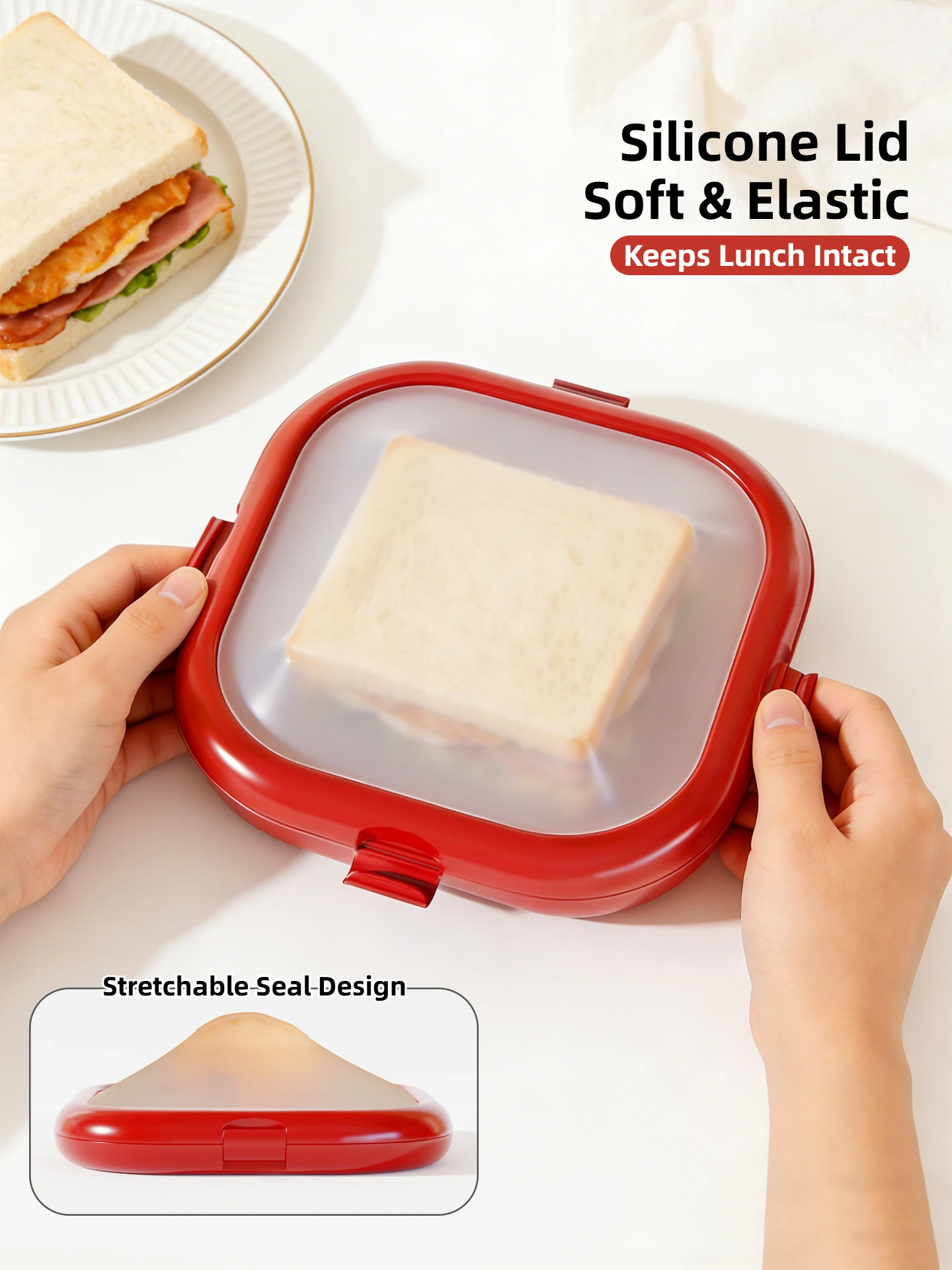LELE LIFE Bento Box In Silicone 4 Scomparti 1200ml – Portapranzo A Prova Di Perdite, Adatto A Microonde E Lavastoviglie, Arancione