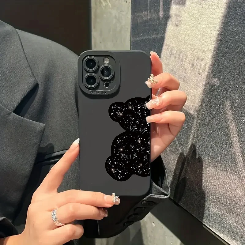 Floral Bear Design Shockproof Silicone Phone Case