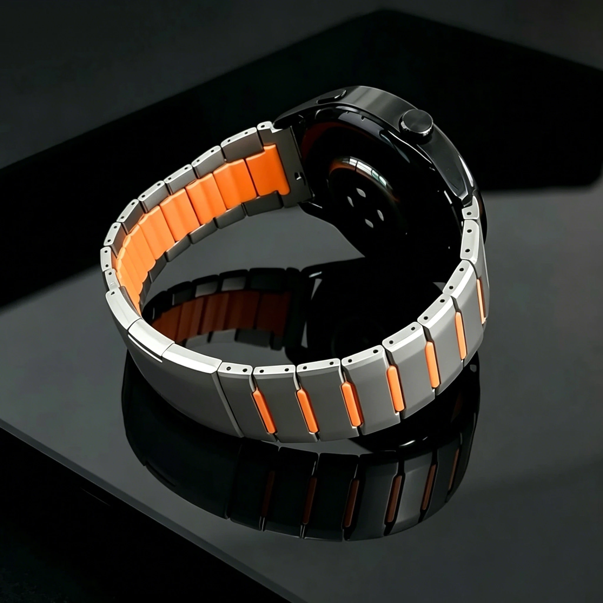 Premium Steel Watch Strap with Silicone Band - Elegant and Versatile Bracelet in 46mm Size