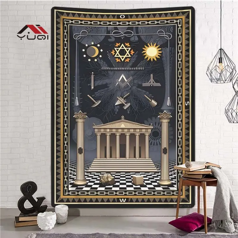 

Masonic Pattern Tapestry Home Decoration Art Tapestry Decoration Background Wall Sofa Tapestry Aesthetic Room Decor 6 Sizes
