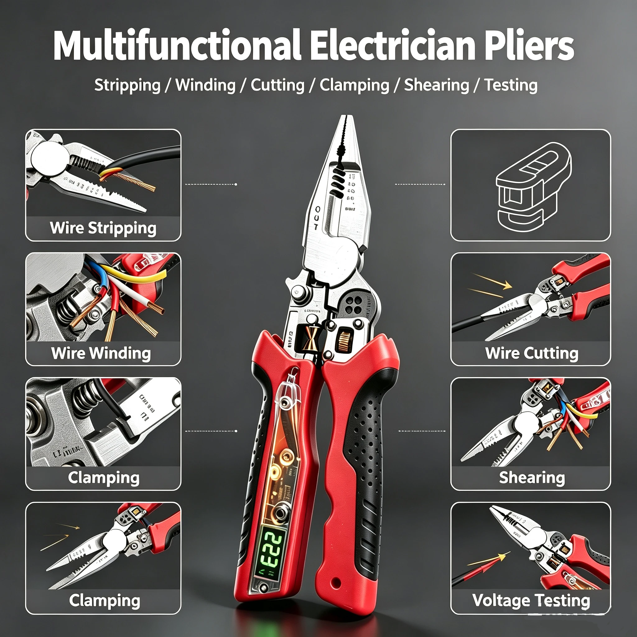 Advanced Adjustable Wire Stripper with USB Charging & Precision Voltage Detection, Premium Electrician Tool