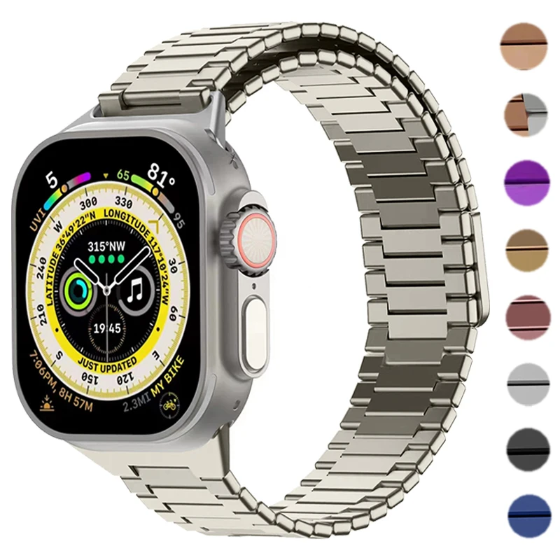 

Chain Strap for Apple Watch Ultra Band 49mm 45mm 41mm 44mm 40mm Magnetic Loop Metal Bracelet Iwatch Series 8 7 6 SE 5 4 3 42mm
