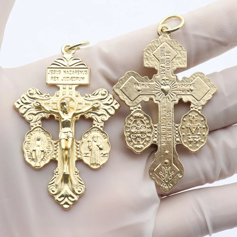 Jesus Crucifix Sculpture Alloy Catholic Crucifixes Multipurpose Catholic Things Meaningful Pardon Crucifix Crosses For Rosarie 1/3/6PCS