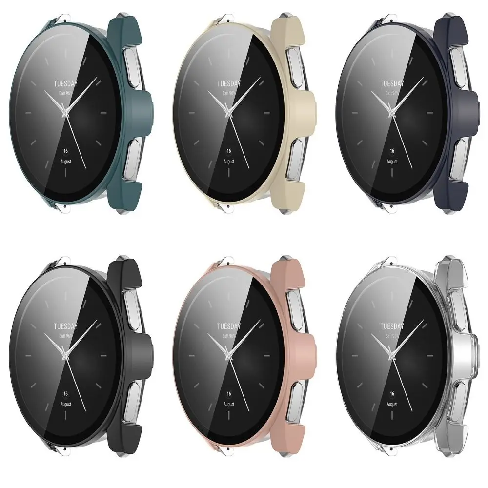 

Жесткий чехол из поликарбоната и защитная пленка для экрана Xiaomi Mi Watch S2, чехлы с защитой от царапин, чехол с закаленным стеклом HD, защитные аксессуары