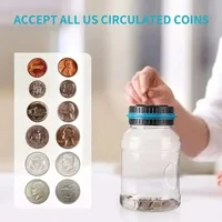 1.8L Coin Bucket Money Bank Large Capacity Transparent Saving Jar US Dollar Euro Pound Saving Jar Smart Counting 2