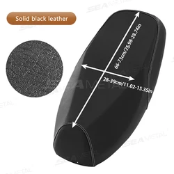 Premium Leather Stretchable Motorcycle Seat Cover - Waterproof, Dustproof, Wear - Resistant Protector (Solid Black Leather)