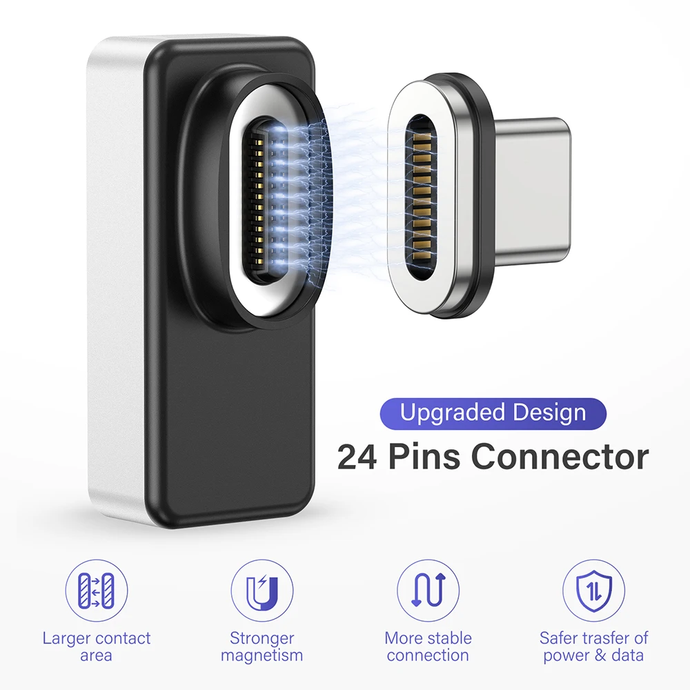 High-Power 140W USB-C Magnetic Adapter with 24-Pin Fast Charging and Data Transfer Capability