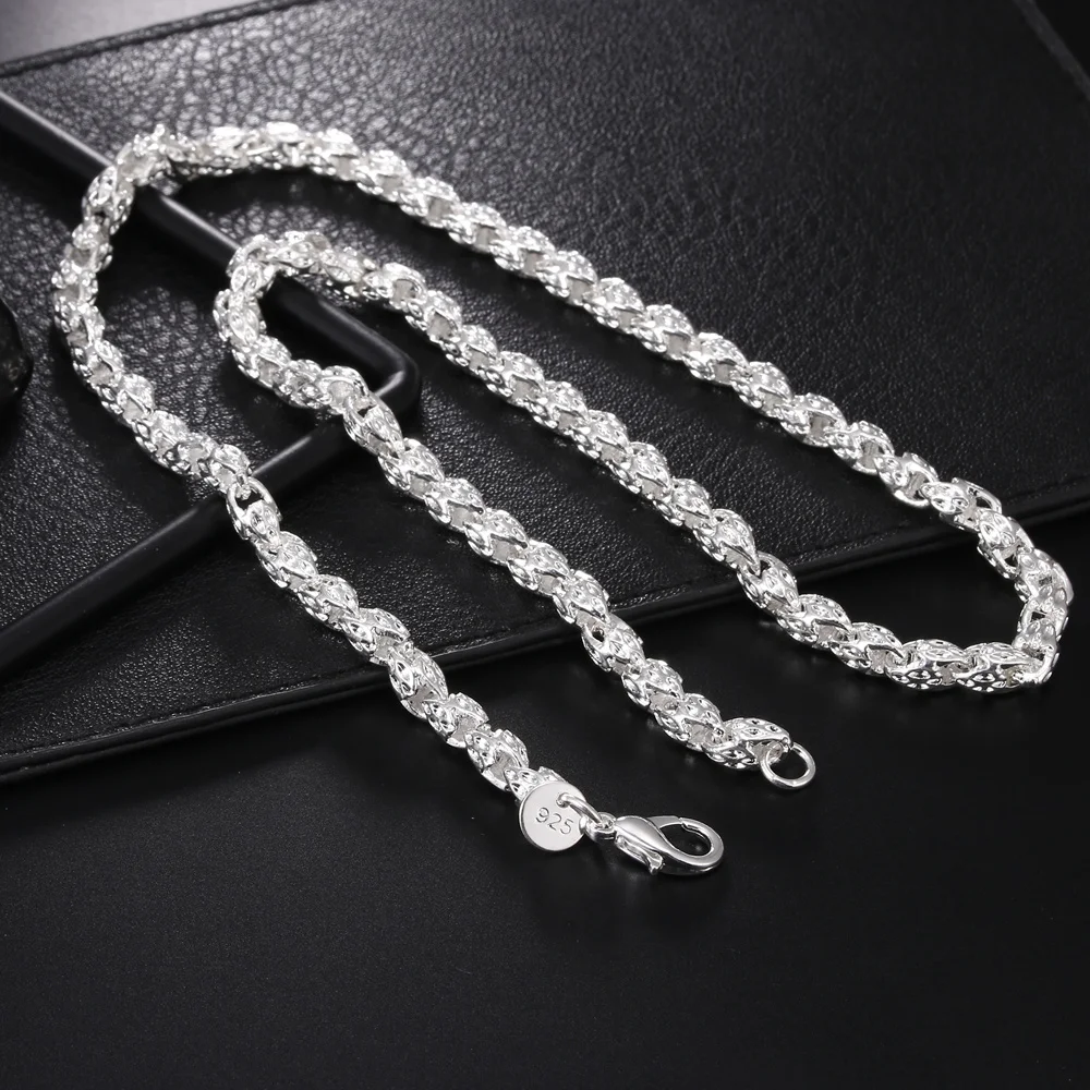 Hot Charms 925 Sterling Silver 5MM Faucet Chain 20-24Inch Necklace for Woman Man Fashion Wedding Party Jewelry Noble Gift