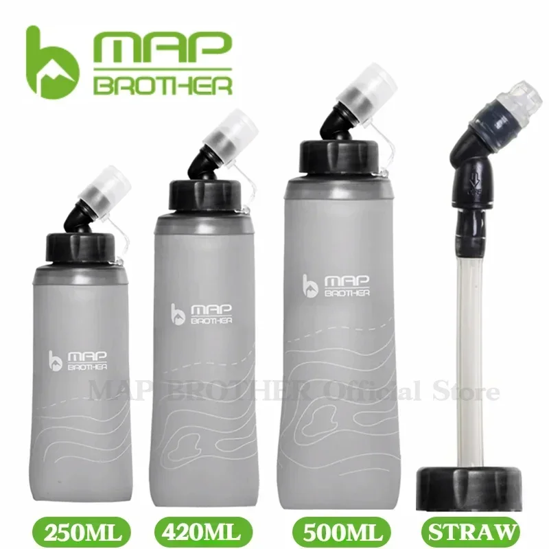 MAP BROTHER S005 250ml 420ml 500ml Soft Flask Folding Water Bottle TPU Can Hold Ice Cubes Running Hydration Pack Waist Bag Vest portable water bottle
