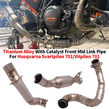Motorcycle Exhaust Escape System Modify Muffler Titanium Alloy Front Mid Link Pipe Slip On For Husqvarna Svartpilen Vitpilen 701