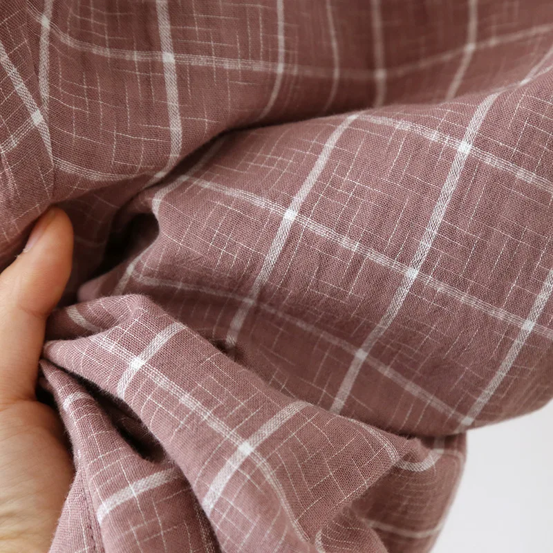 Japanese New Men's Spring/Summer Pajama Set 100% Cotton Plaid Long Sleeve Pants Two Piece Set Large Relaxed Home Furnishing pajamas set man pajamas set
