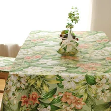 

Cotton Tablecloths, Waterproof Table Covers Flower Green Dining Table Coffee Table Deco