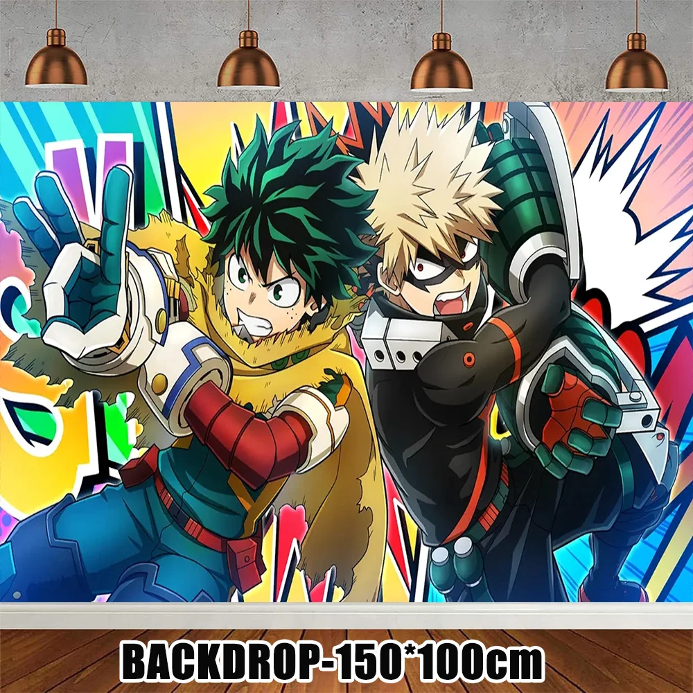 Anime My Hero Academia Theme Kids Birthday Party Decorations Set - Balloons, Cake Topper, Banner, Backdrop, and Baby Shower Props