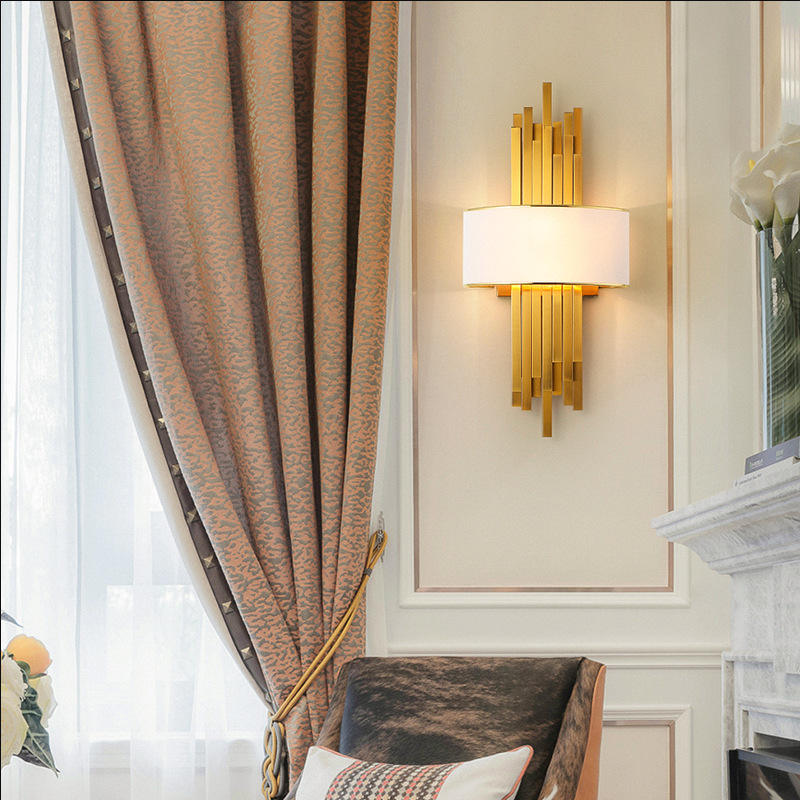 Luxury Metal Wall Lamp 3 Post modern living room background wall simple light luxury metal wall lamp villa hotel designer