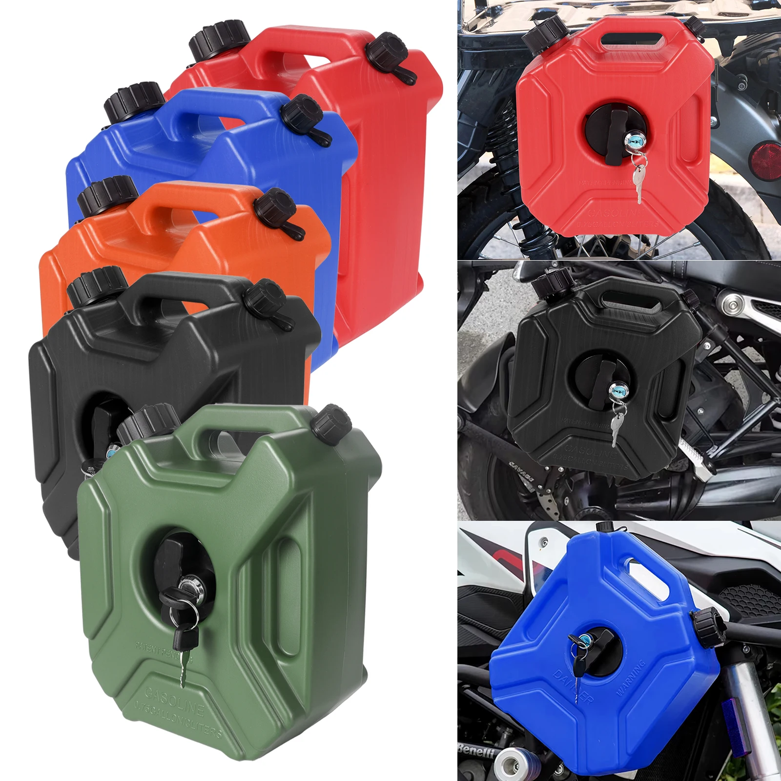 3L/5L Tragbare Kunststoffdosen Gas Kraftstofftank Notfall Backup SUV Motorrad Zubehör Benzin Diesel Lagerung Gastank mit Schloss – Detail 22