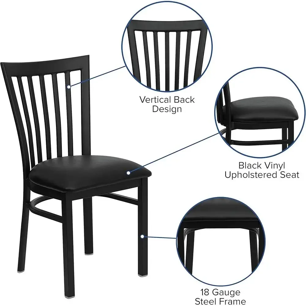Heavy Duty Metal Dining Chair Ladder Back Design Foam Padded Seat Restaurant Café Kitchen Use 5
