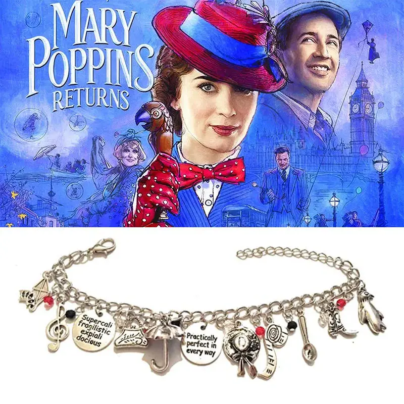 Women Fashion Mary Poppins Vintage Charms Bracelet Bangles