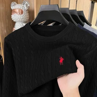 Luxe poney broderie marque de créateur pull hommes nouvelle mode unique jacquard confort Paul décontracté tricoté col rond pull 3