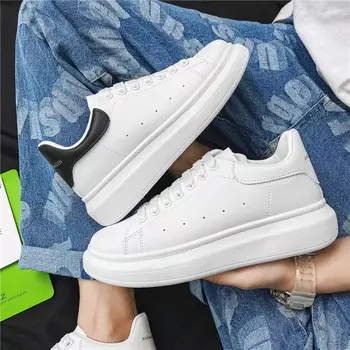 White Vulcanized Sneakers Men's Flats Comfortable Shoes Lace up Zapatillas Hombre Women Casual Sneakers Plus Size 35-45 1