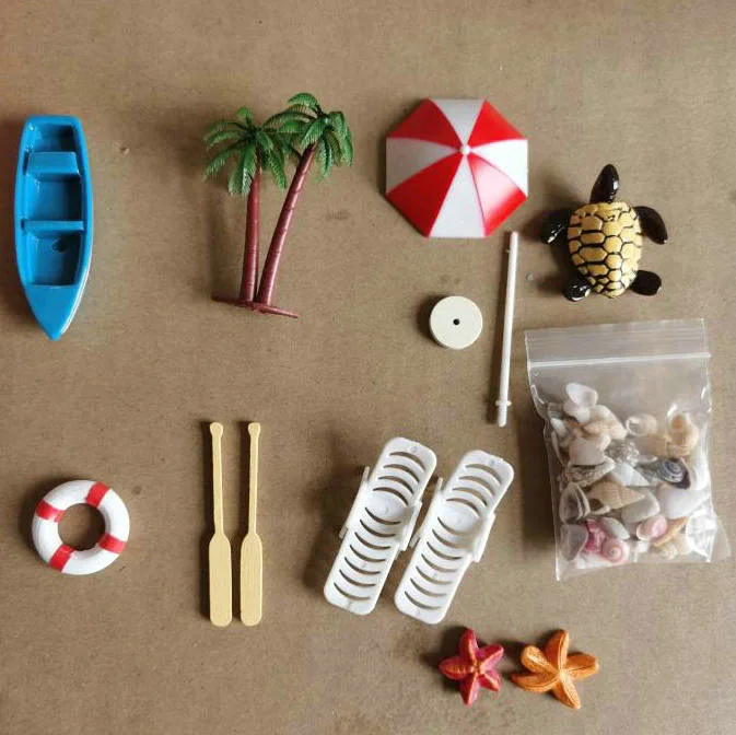 1:12 Dollhouse Miniature Metal Fishing Rod Model Doll Life Scene Decoration Mini boat Mini beach chair Gift Dolls Accessories 