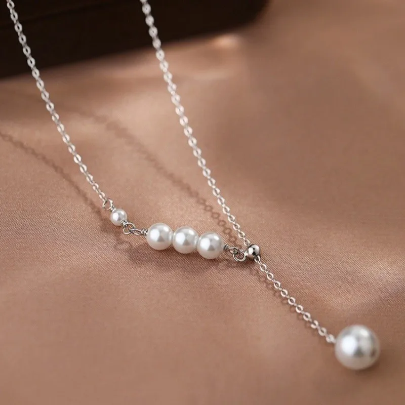 Vintage Imitation Pearl Tassel Pendant Necklace for Women Personality Trendy Party Jewelry Accessories Birthday Gifts